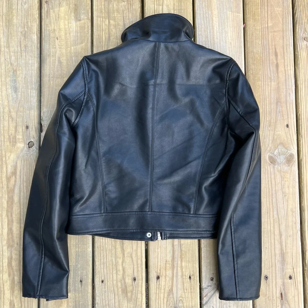 Blank NYC Faux Black Leather Full Zip Moto Jacket NWOT Sz M Lined Mob Wife - Picture 9 of 16